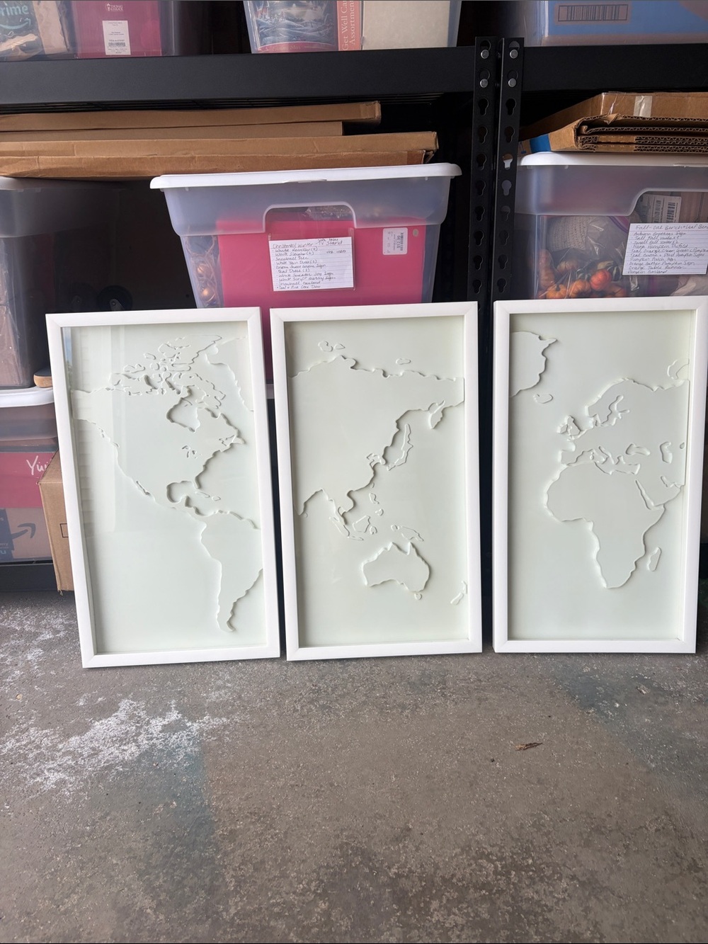 Triptych White 3D World Map Wall Art Set